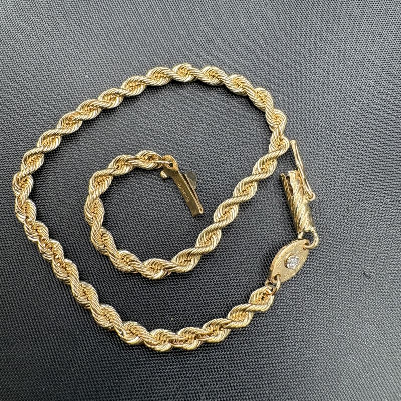 14K 7.5" SILK  ROPE BRAND 3MM BRACELET