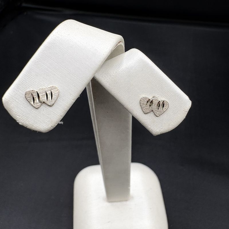 14K DOUBLE HEART STUD EARRINGS