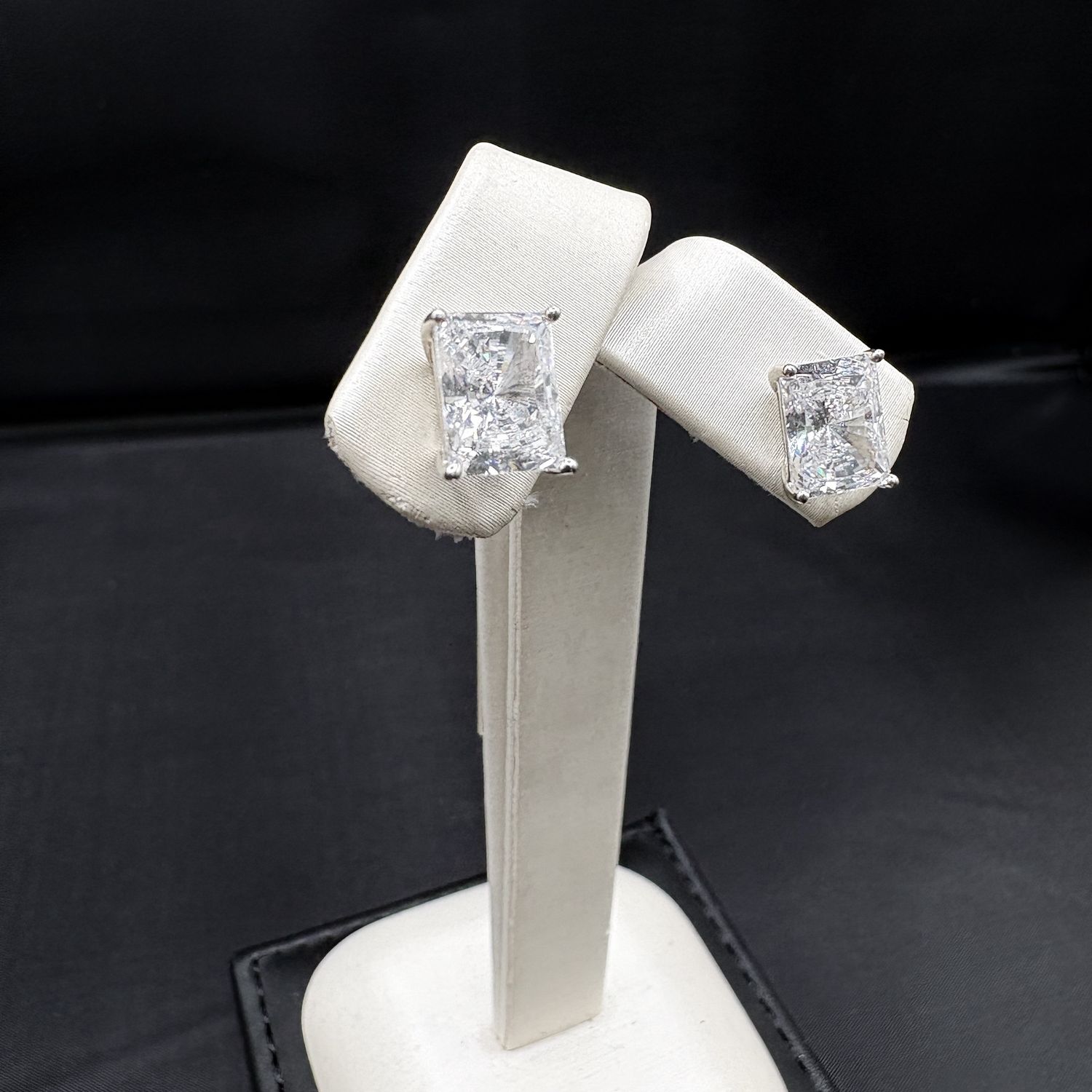 14K RADIANT CUT CZ 9X7 MM STUD EARRINGS