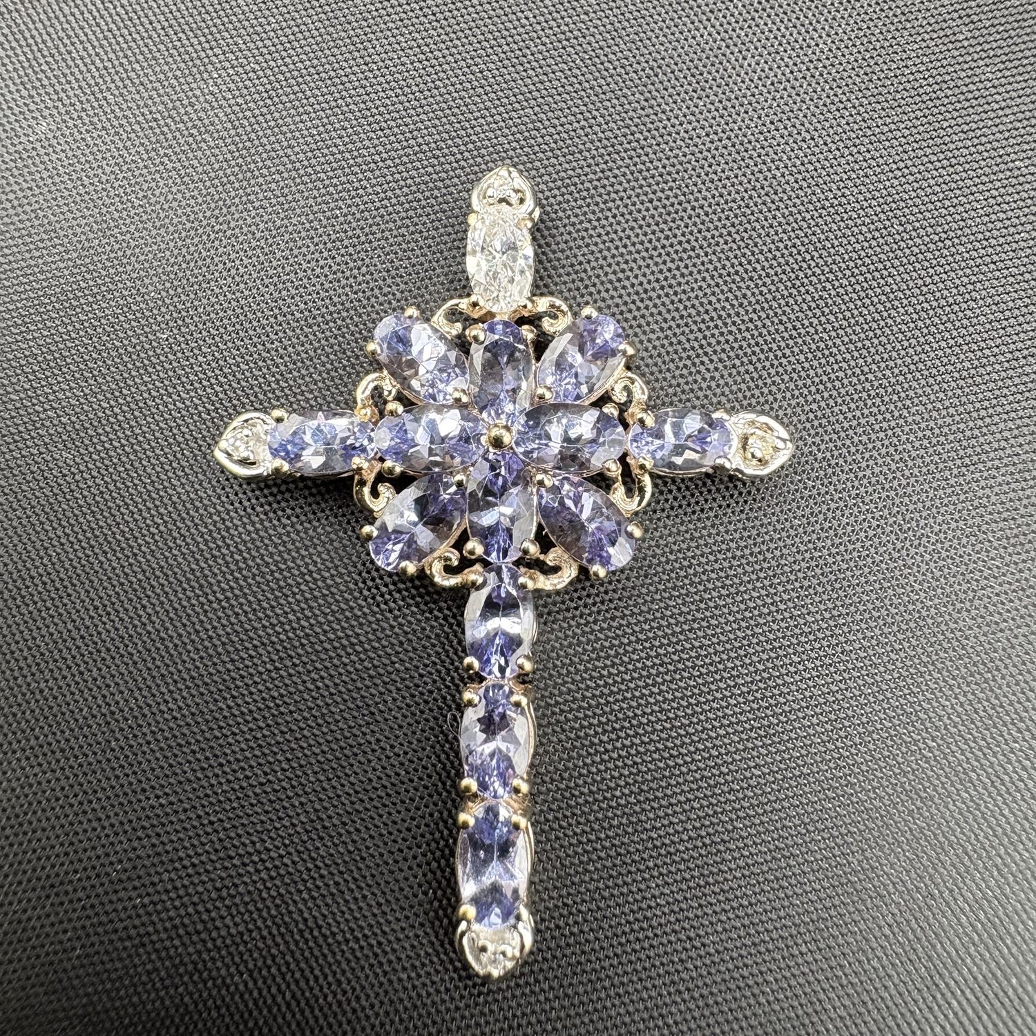 10K TANZANITE CROSS PENDANT