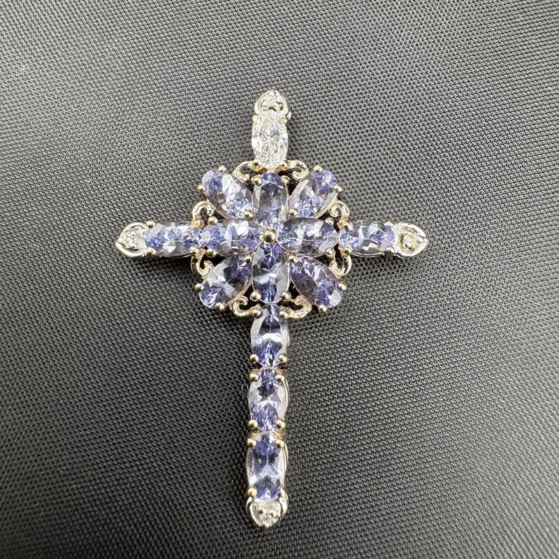 10K TANZANITE CROSS PENDANT