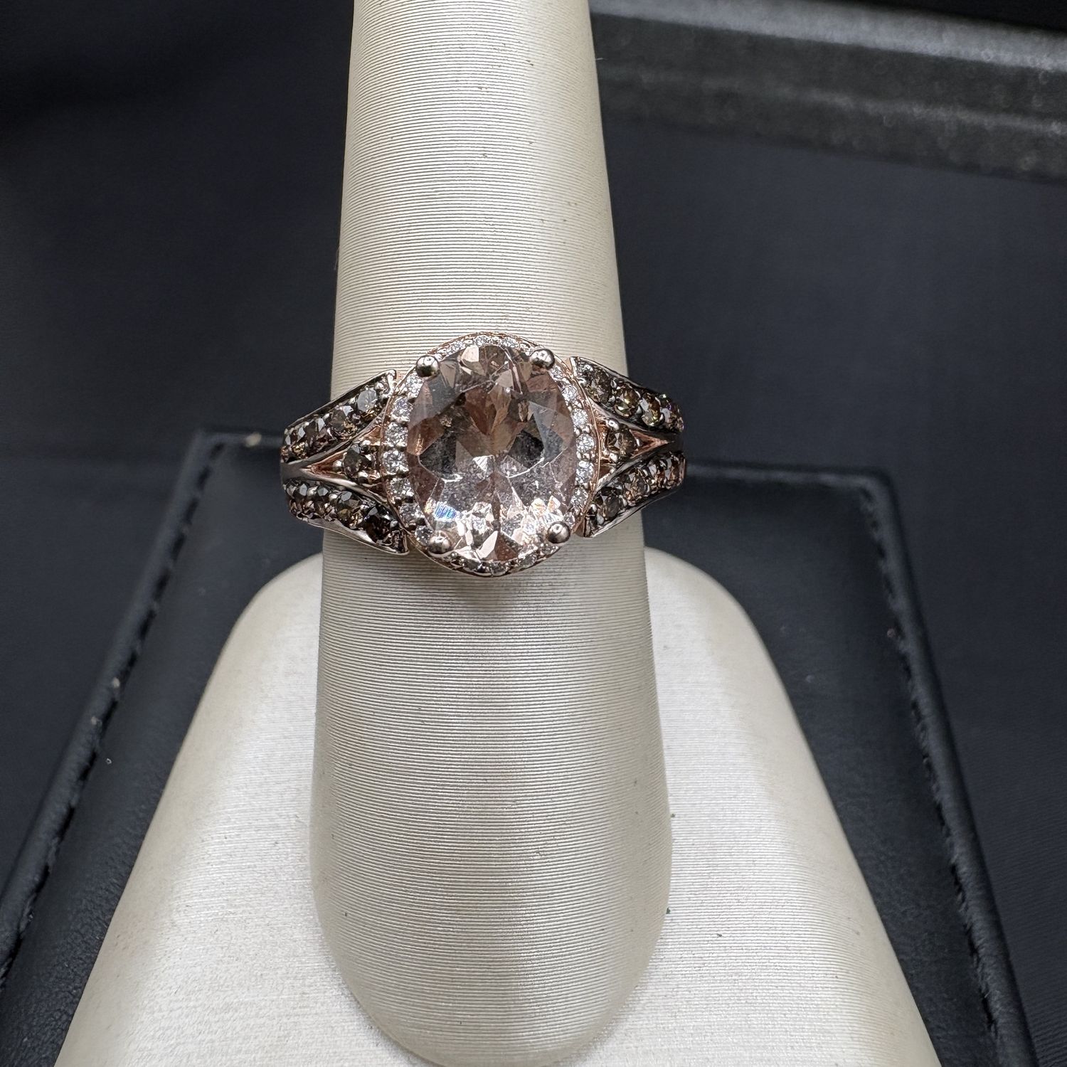 14K ROSE GOLD OVAL MORGANITE RING BY LEVIAN SIZE 6.5 SIZE