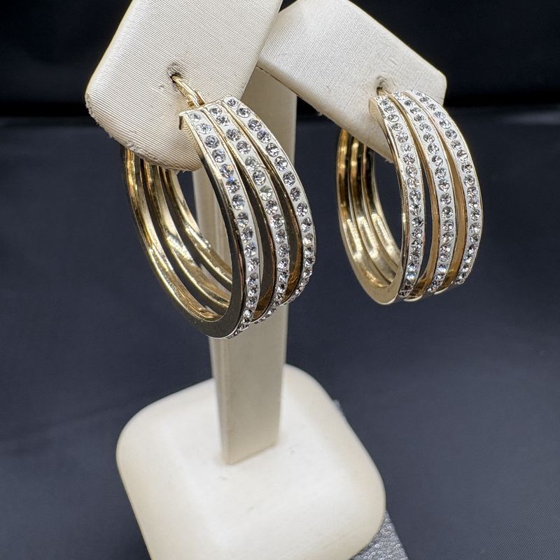 STERLING GOLD PLATED HOOPS WITH CZ