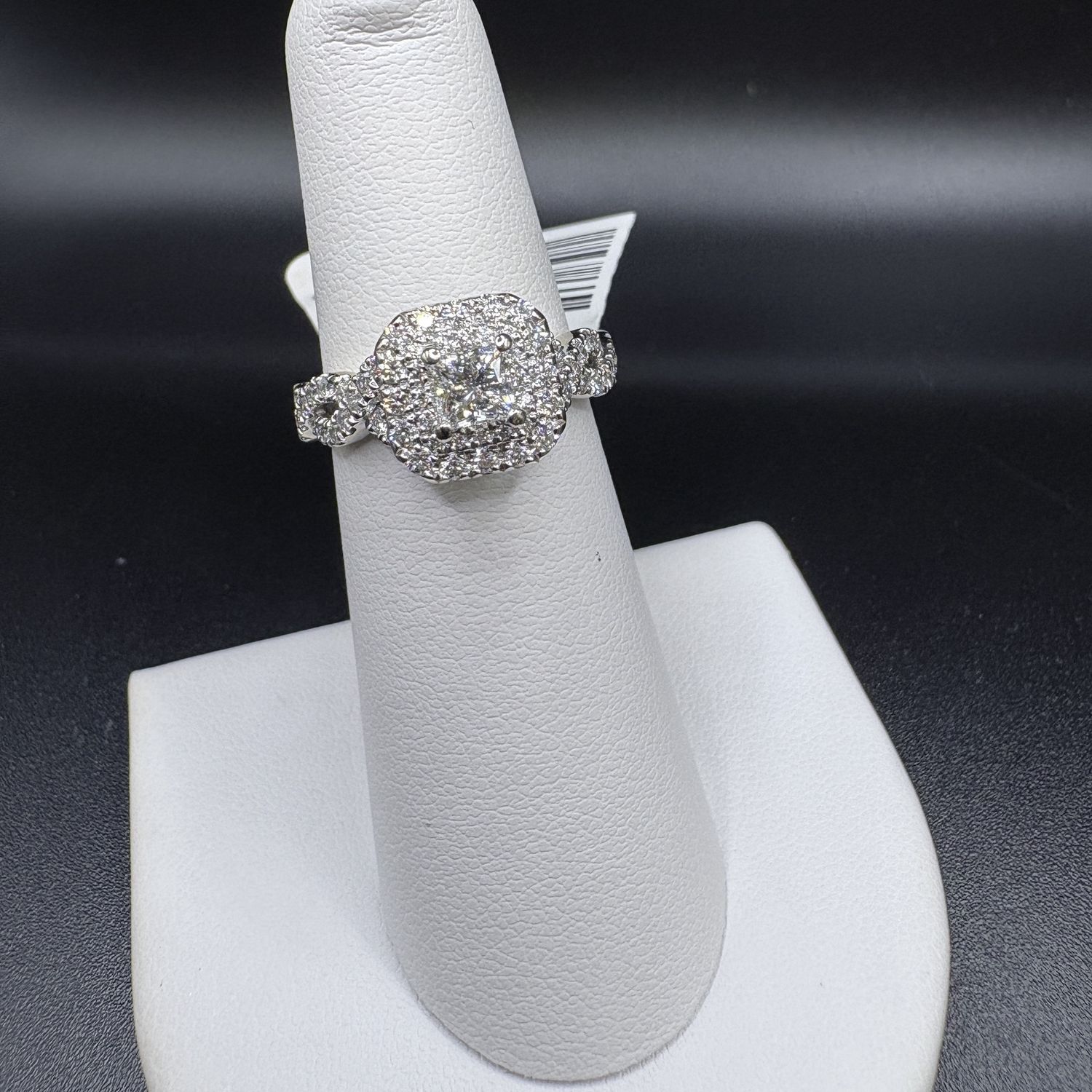 14K 1CTW VERA WANG PRINCESS DBL HALO ENGAGEMENT RING RING