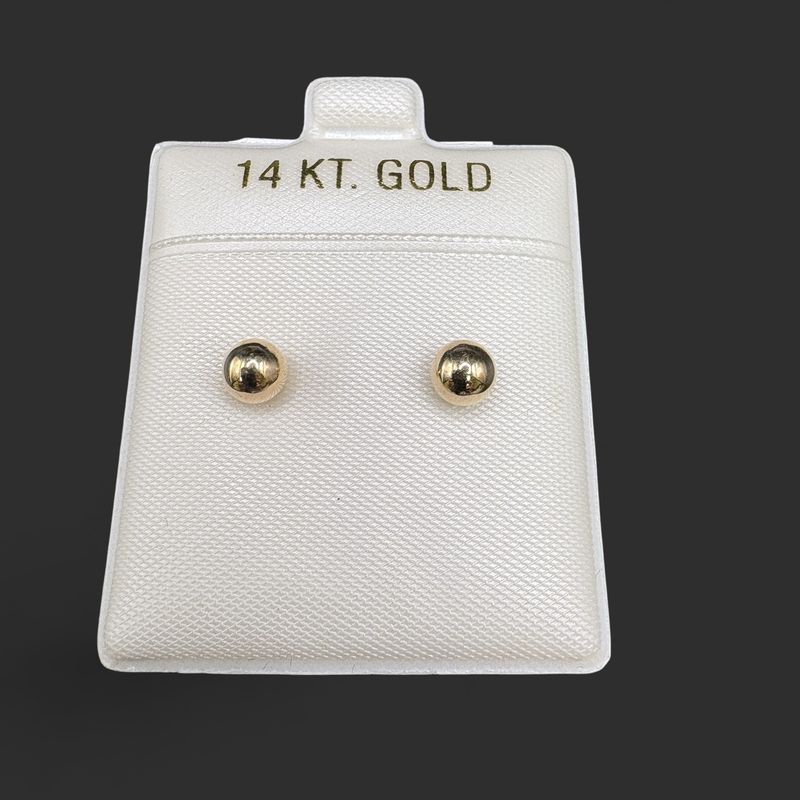 14K SMALL 5MM POLISHED BALL STUD EARRINGS
