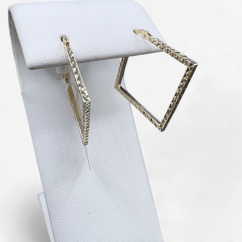 14K YELLOW GOLD DIAMOND CUT SQUARE HOOPS