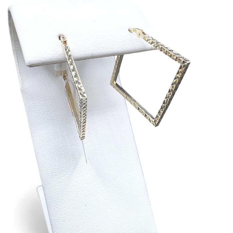 14K YELLOW GOLD DIAMOND CUT SQUARE HOOPS