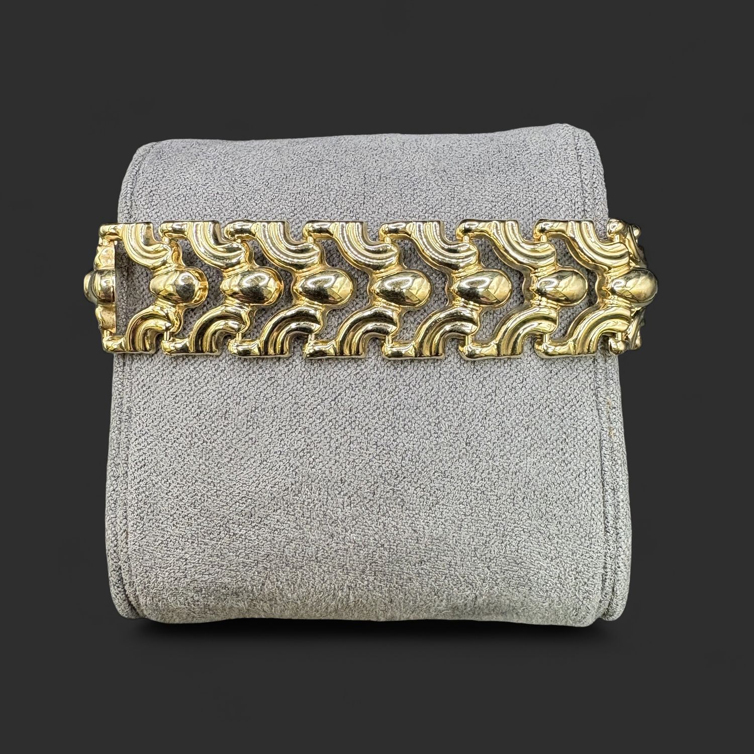 14K  CRESENT ECLIPSE STYLE WIDE BRACELET