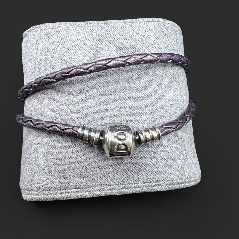 STERLING SILVER LEATHER BRAIDED BRACELET