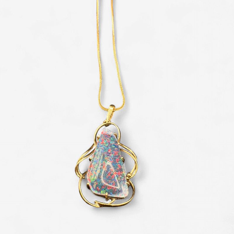 18K  FREEFORM BLACK OPAL DOUBLET PENDANT