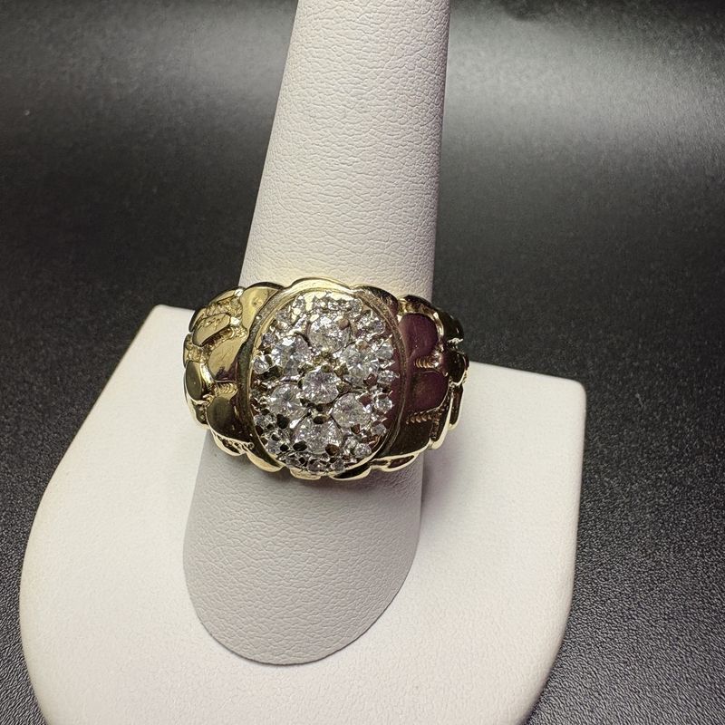10K MENS DIAMOND NUGGET RING SIZE 10