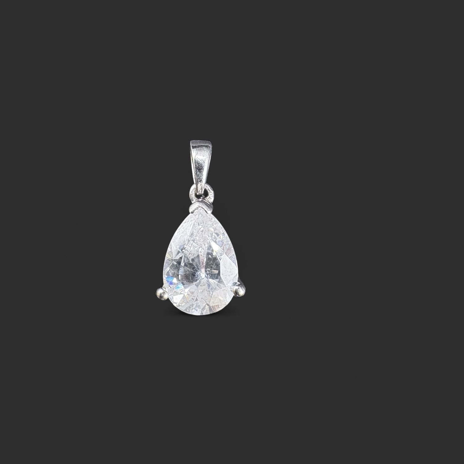 STERLING SILVER CZ PEAR SHAPE PENDANT