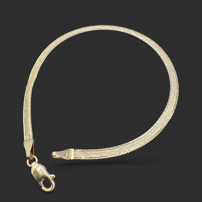 14KY HERRINGBONE 7 INCH BRACLET, 3.8MM WIDE, 2.7 GRAMS