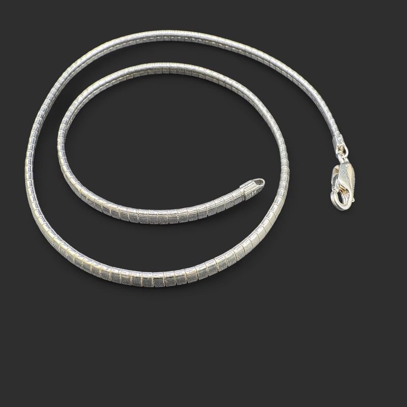 STERLING SILVER 4MM OMEGA NECKLACE, 16 INCHES, 20.5 GRAMS