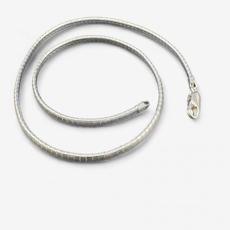 STERLING SILVER 4MM OMEGA NECKLACE, 16 INCHES, 20.5 GRAMS