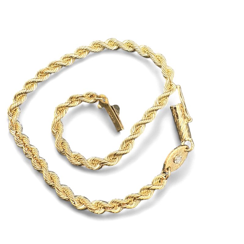 14K 7.5" SILK  ROPE BRAND 3MM BRACELET