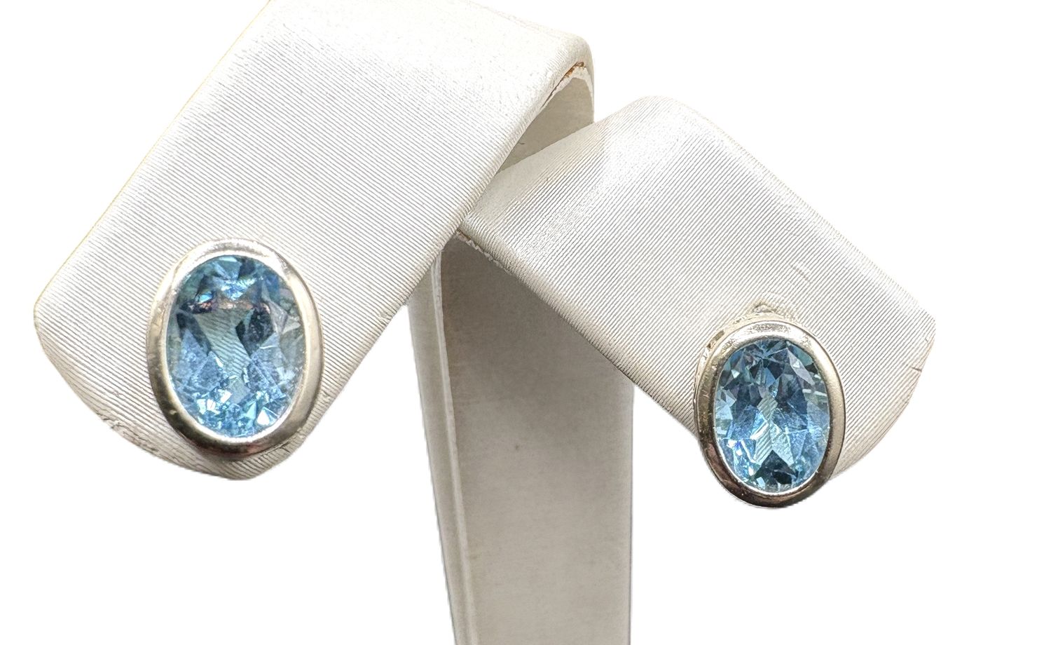 14K OVAL BEZEL SET SWISS TOPAZ EARRINGS