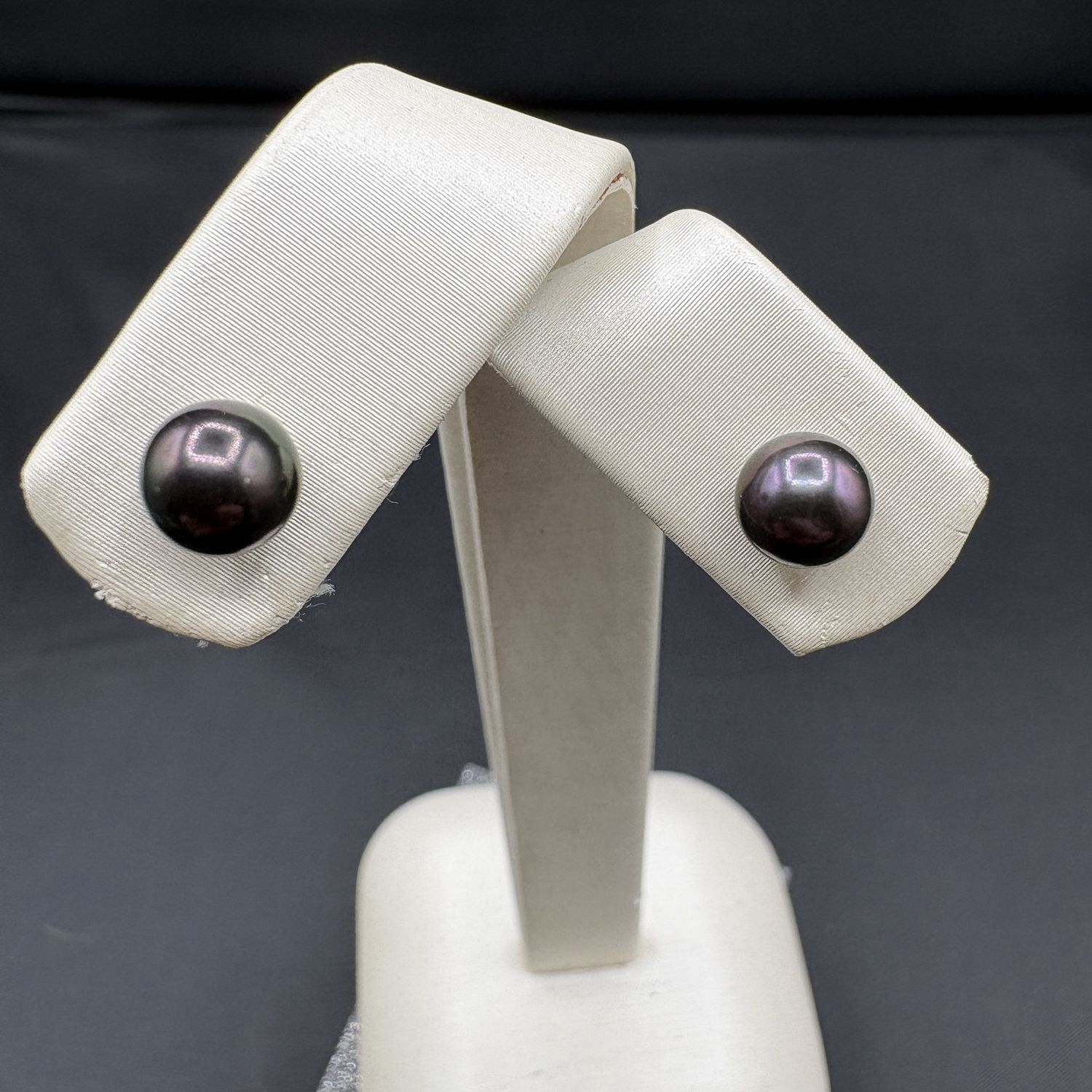 14K TEAL SHEEN BLACK PEARL EARRING