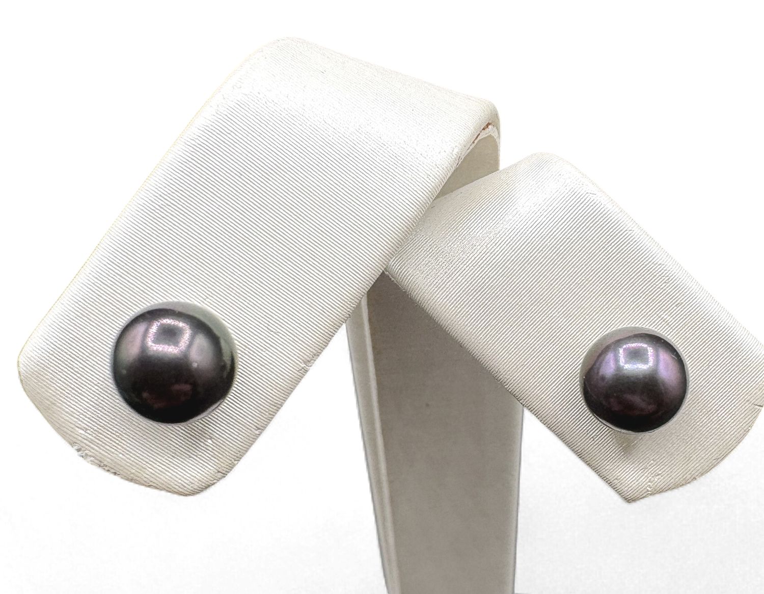 14K TEAL SHEEN BLACK PEARL EARRING