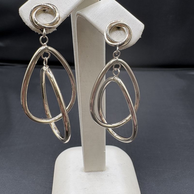 14K DOUBLE TEAR DROP DANGLE EARRING