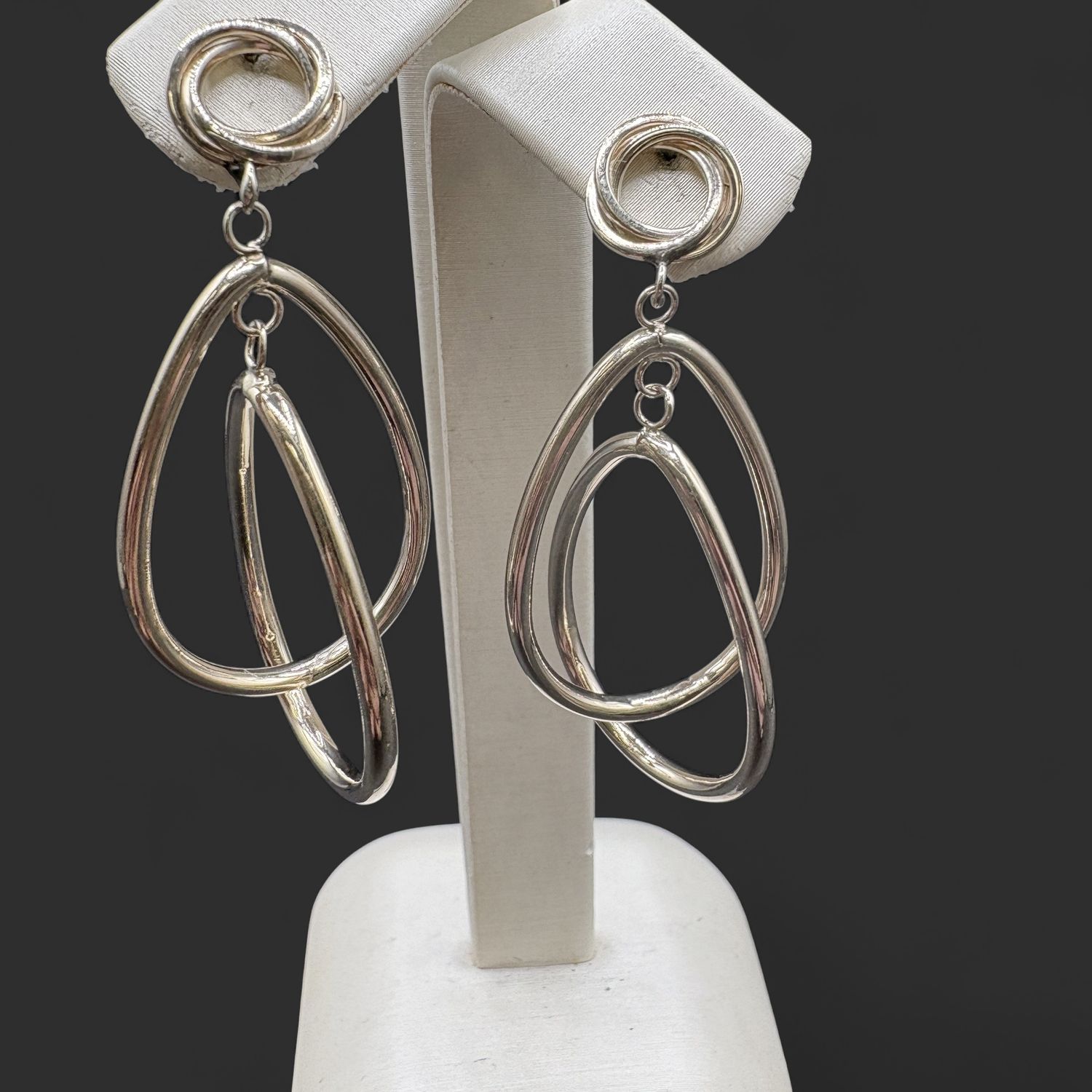 14K DOUBLE TEAR DROP DANGLE EARRING