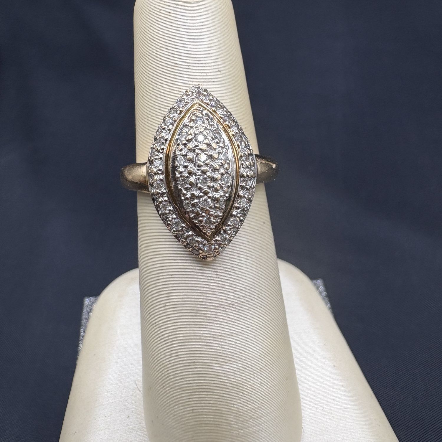 14K MARQUIS DIAMOND CLUSTER RING SIZE 5.5