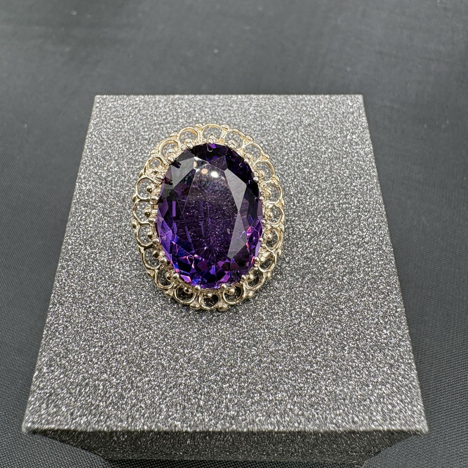 14K OVAL AMETHYST PENDANT WITH DUAL BAIL