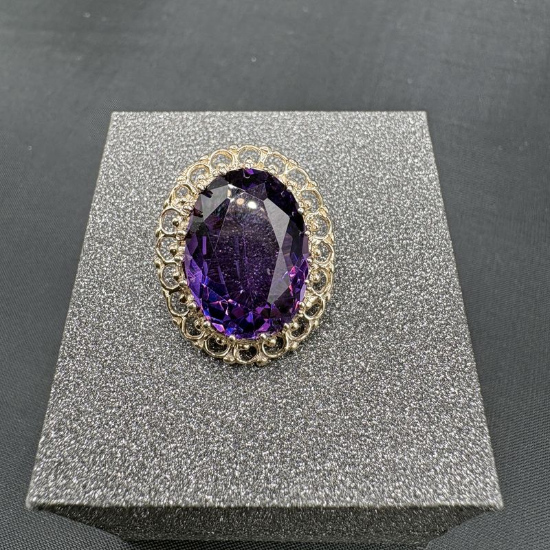 14K OVAL AMETHYST PENDANT WITH DUAL BAIL