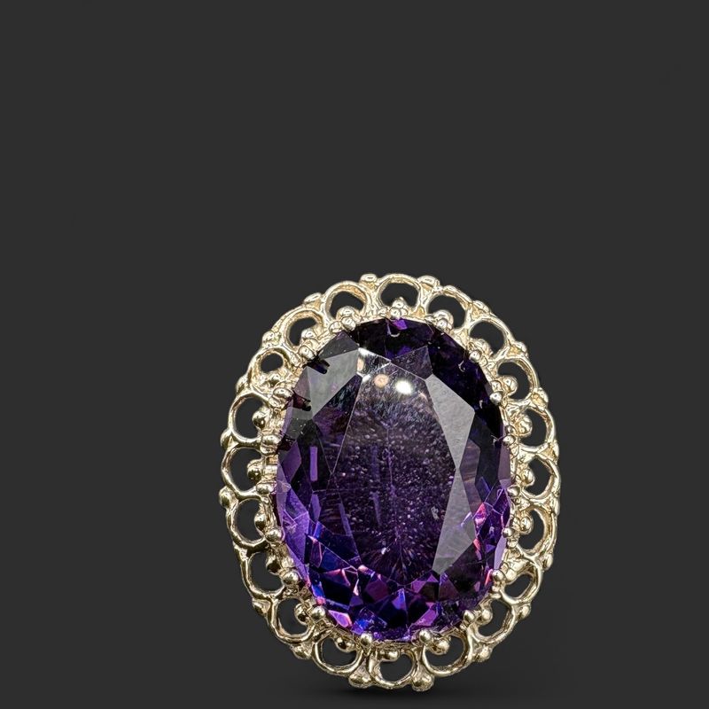 14K OVAL AMETHYST PENDANT WITH DUAL BAIL