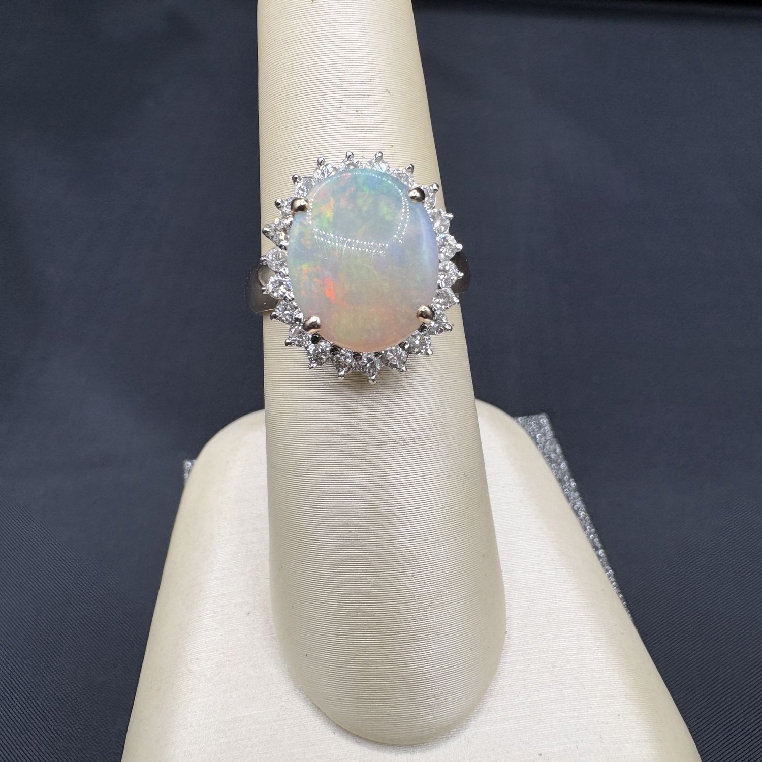 14K OPAL AND DIAMOND RING SIZE 6