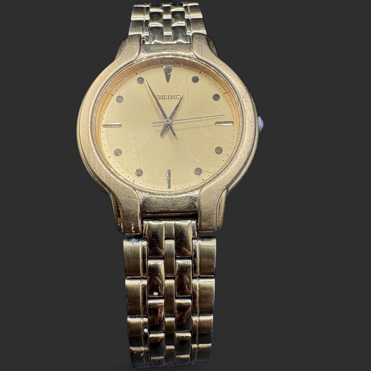 MEN'S YELLOW GOLD TONE SEIKO WATCH