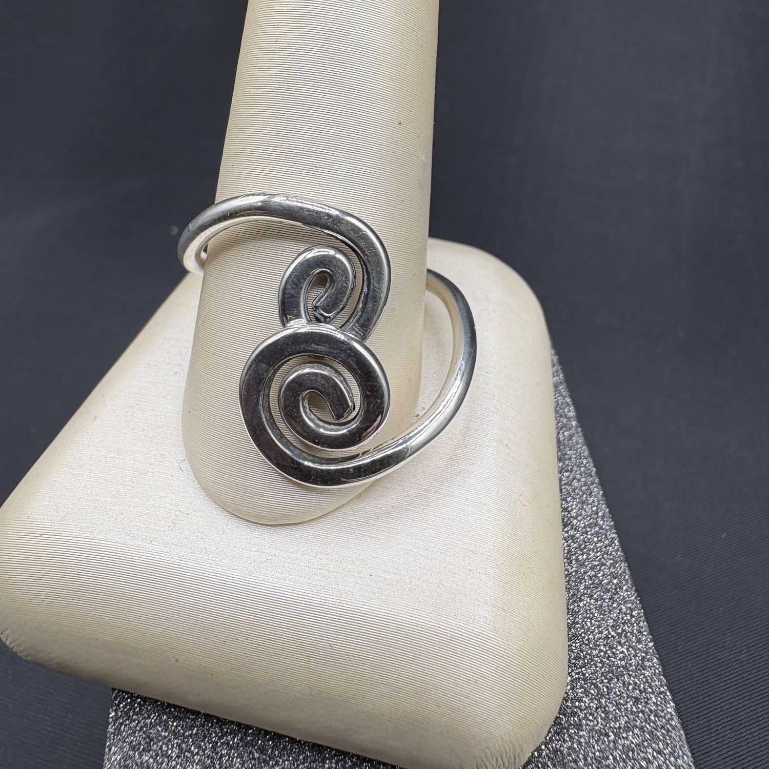 STERLING DOUBLE SPIRAL ADJUSTABLE RING