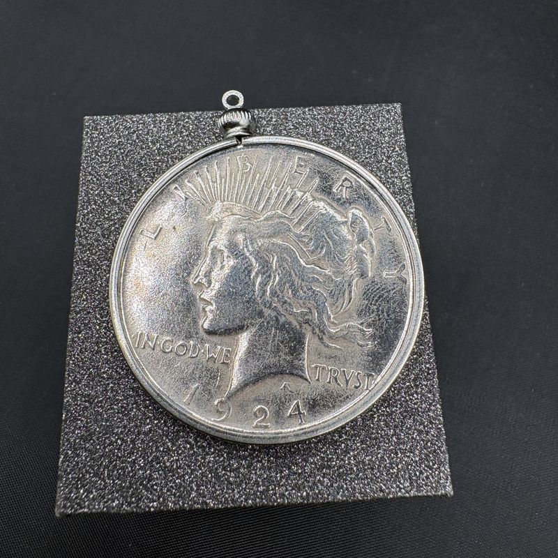 STERLING LIBERTY HEAD DOLLAR IN BEZEL PENDANT