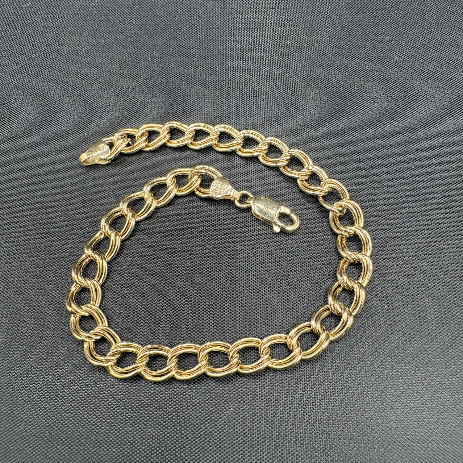 14K  DOUBLE RING CHARM BRACELET 7.5"