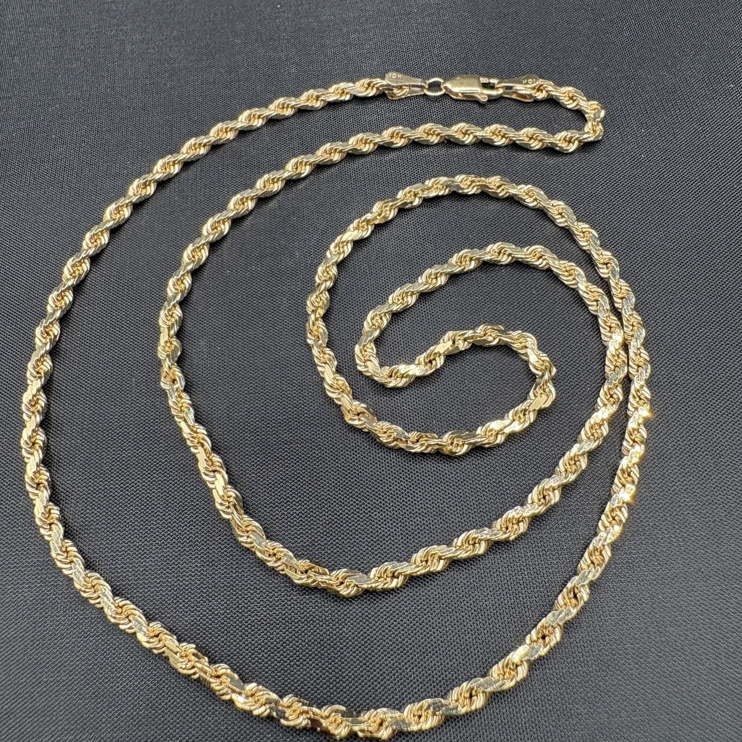 10K DIAMOND CUT ROPE CHAIN 24"