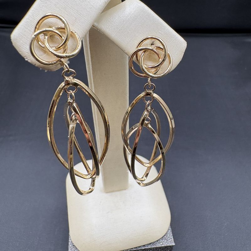 10K DANGLE MARQUIS SHAPE EARRING