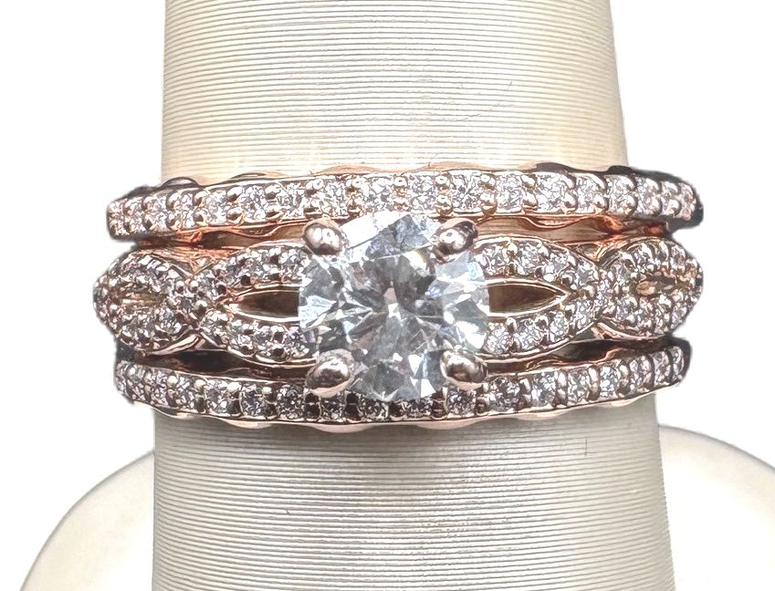 14K ROSE GOLD WEDDING SET SIZE 7