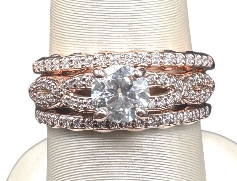 14K ROSE GOLD WEDDING SET SIZE 7