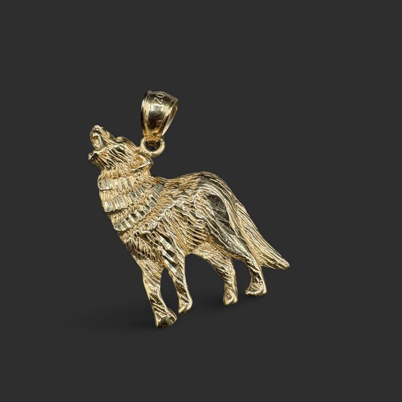 14K  WOLF CHARM PENDANT