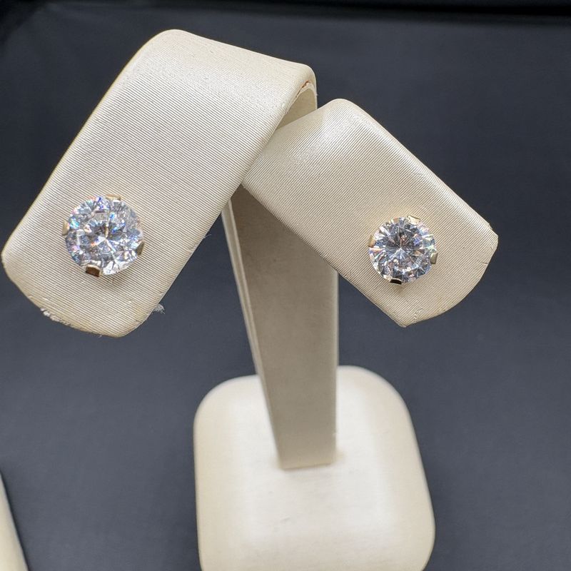 14K ROUND 4 PRONG CZ EARRING STUD