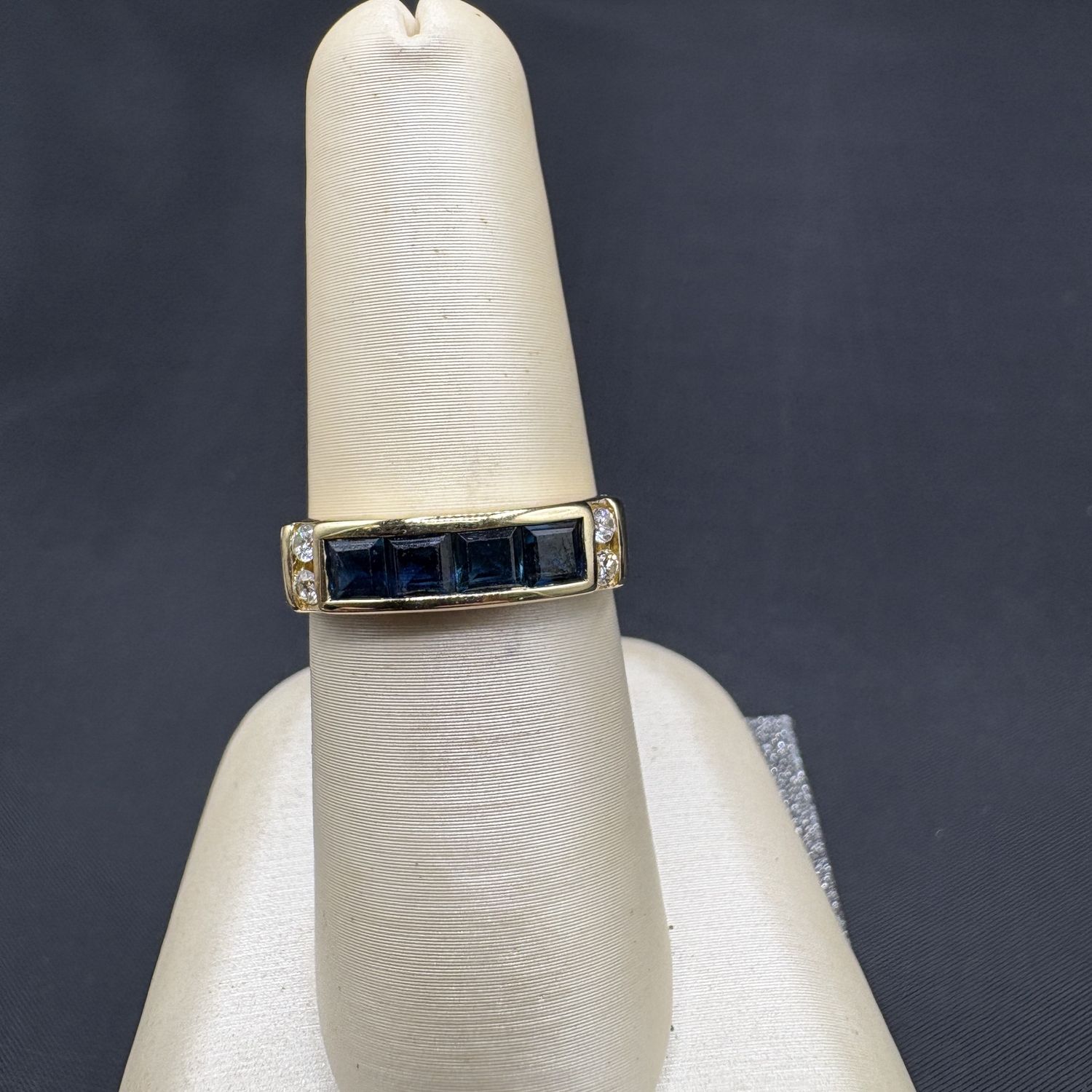 14K SAPPHIRE &amp; DIAMOND BAND SIZE 6.25