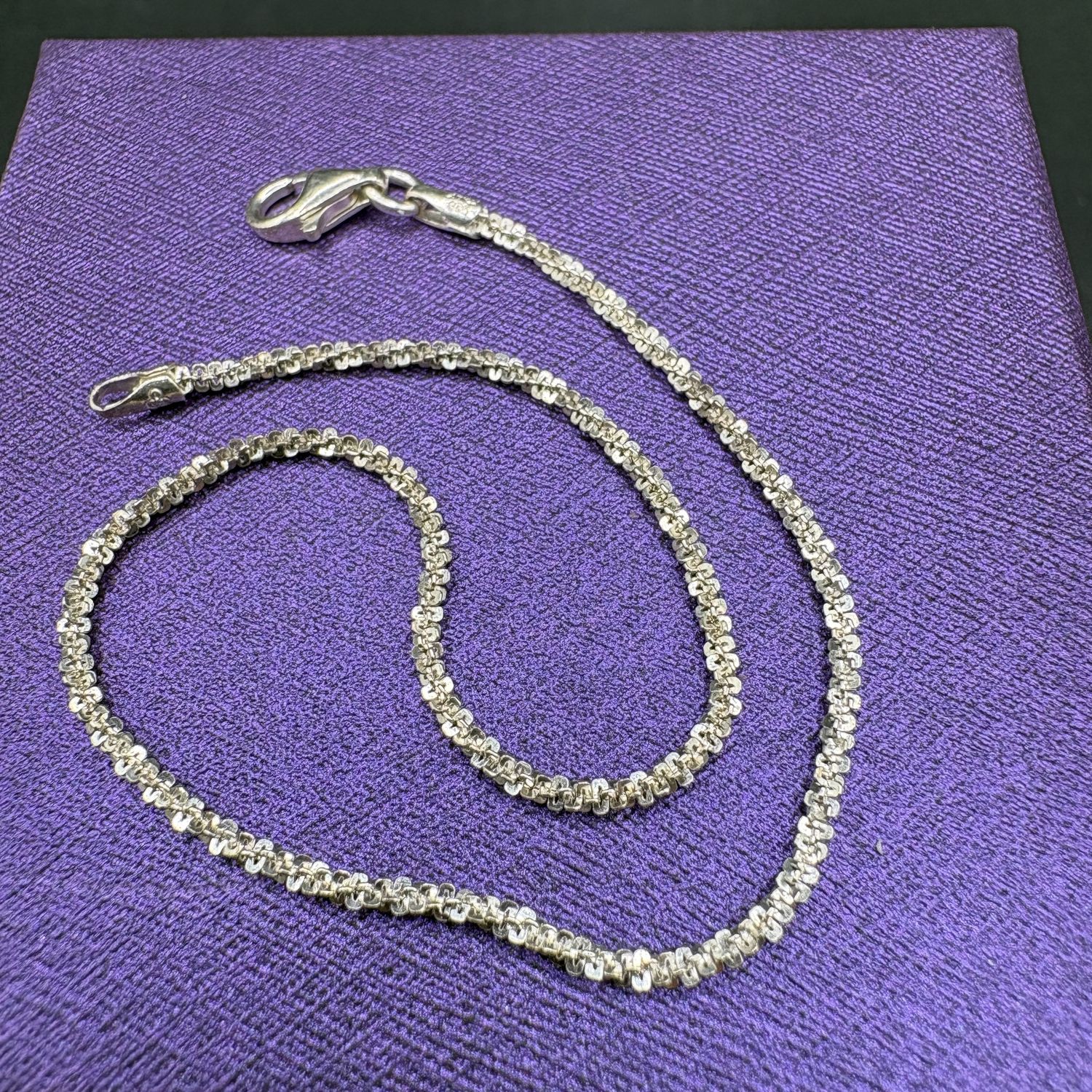 STERLING TWISTED DIAMOND CUT POPCORN BRACELET 8.5"