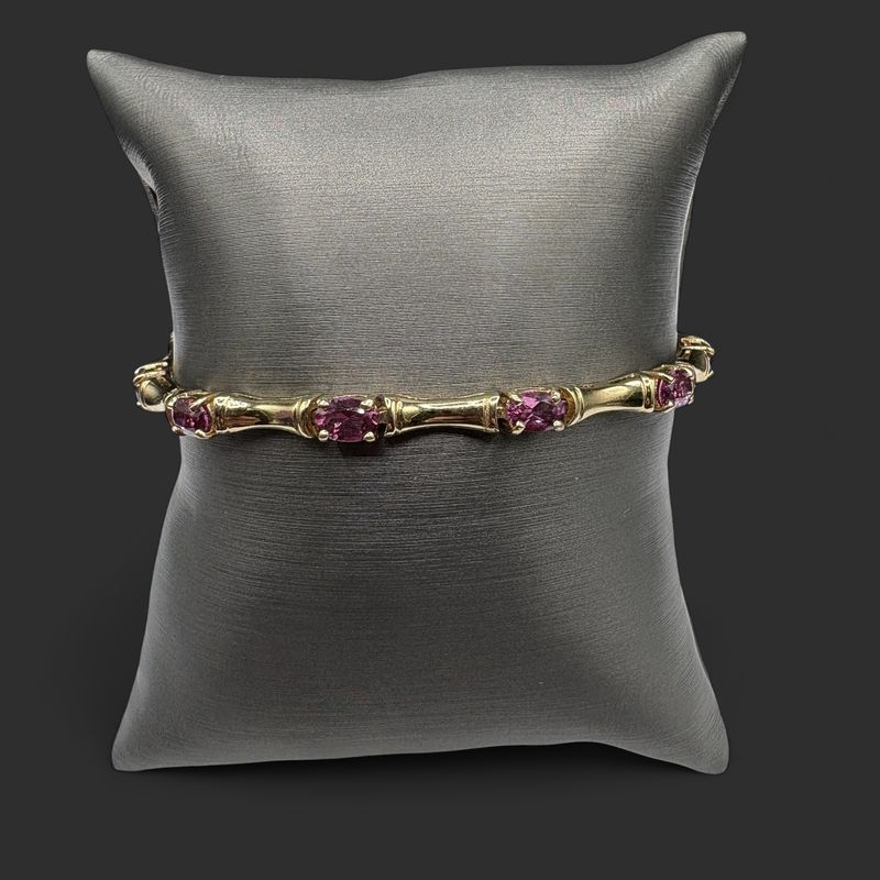 STERLING GOLD PLATED TOURMALINE BRACELET 7.75"