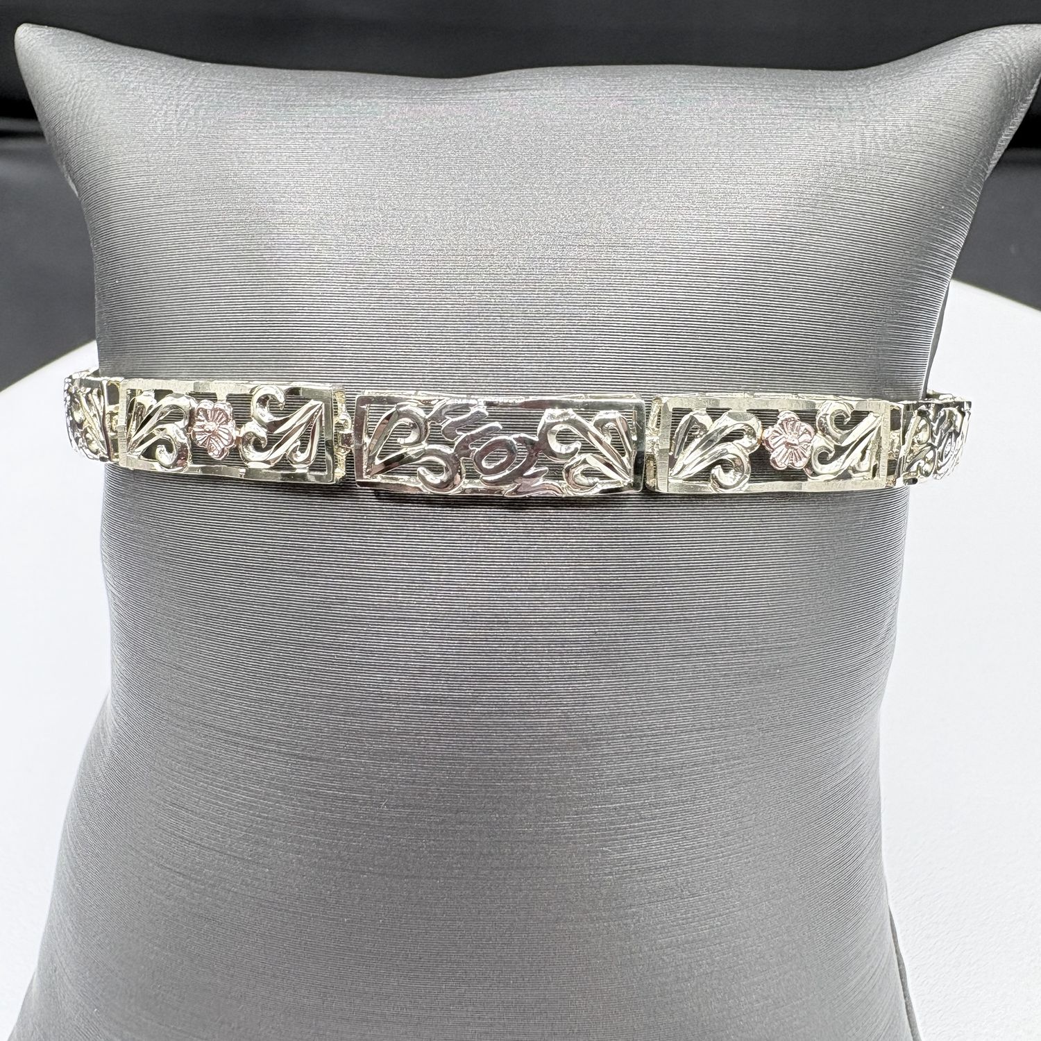 10K TRI COLOR "MOM" BRACELET 7.5"