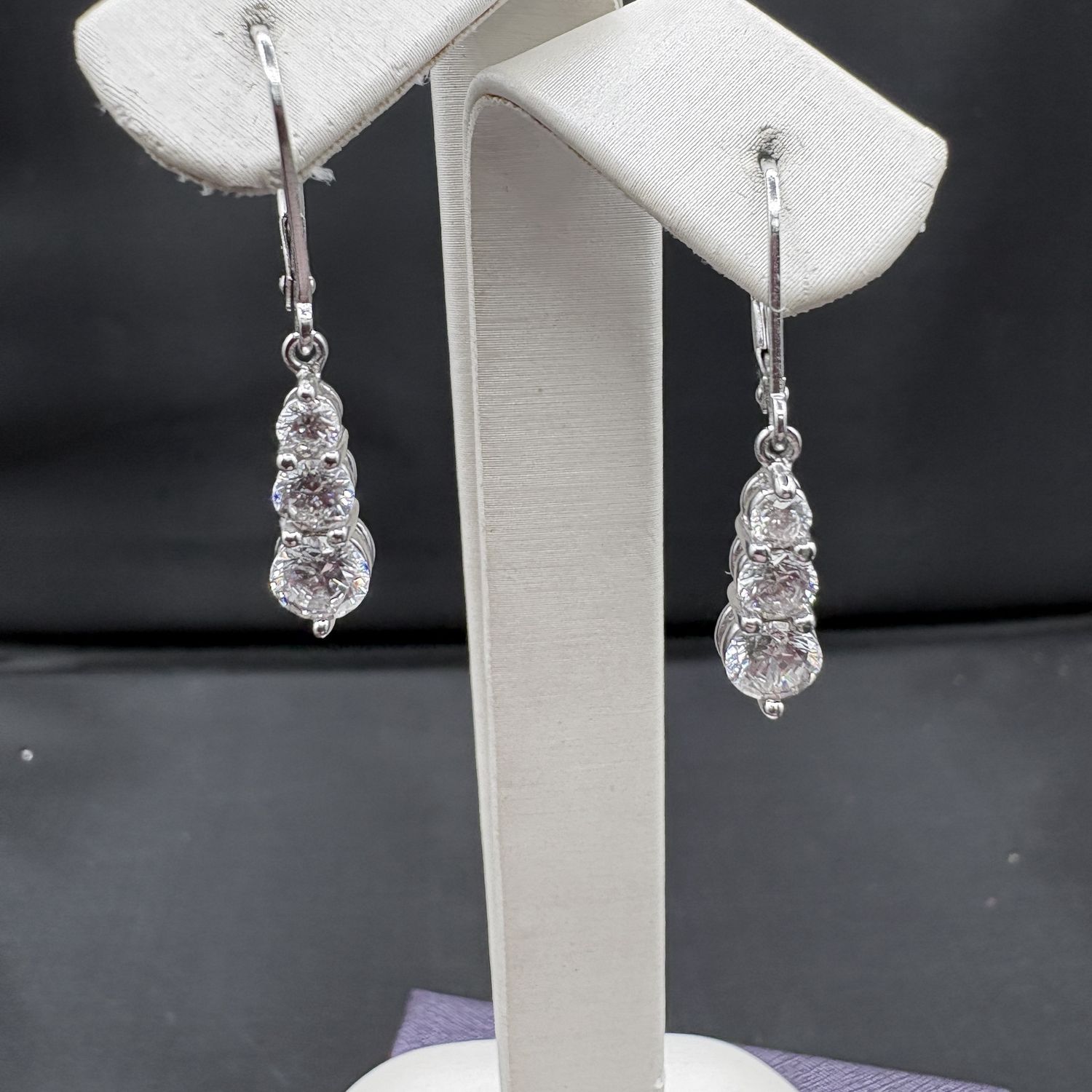 STERLING CZ DANGLE EARRING