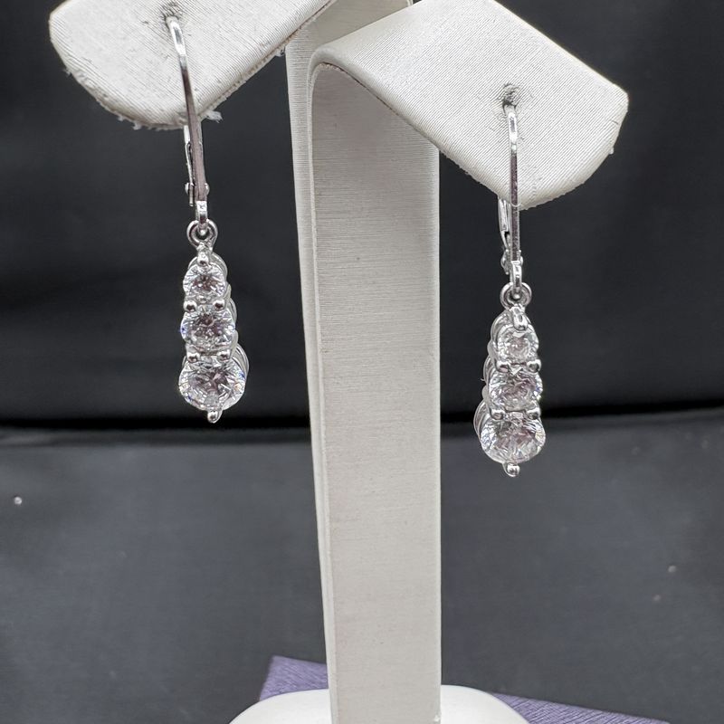 STERLING CZ DANGLE EARRING