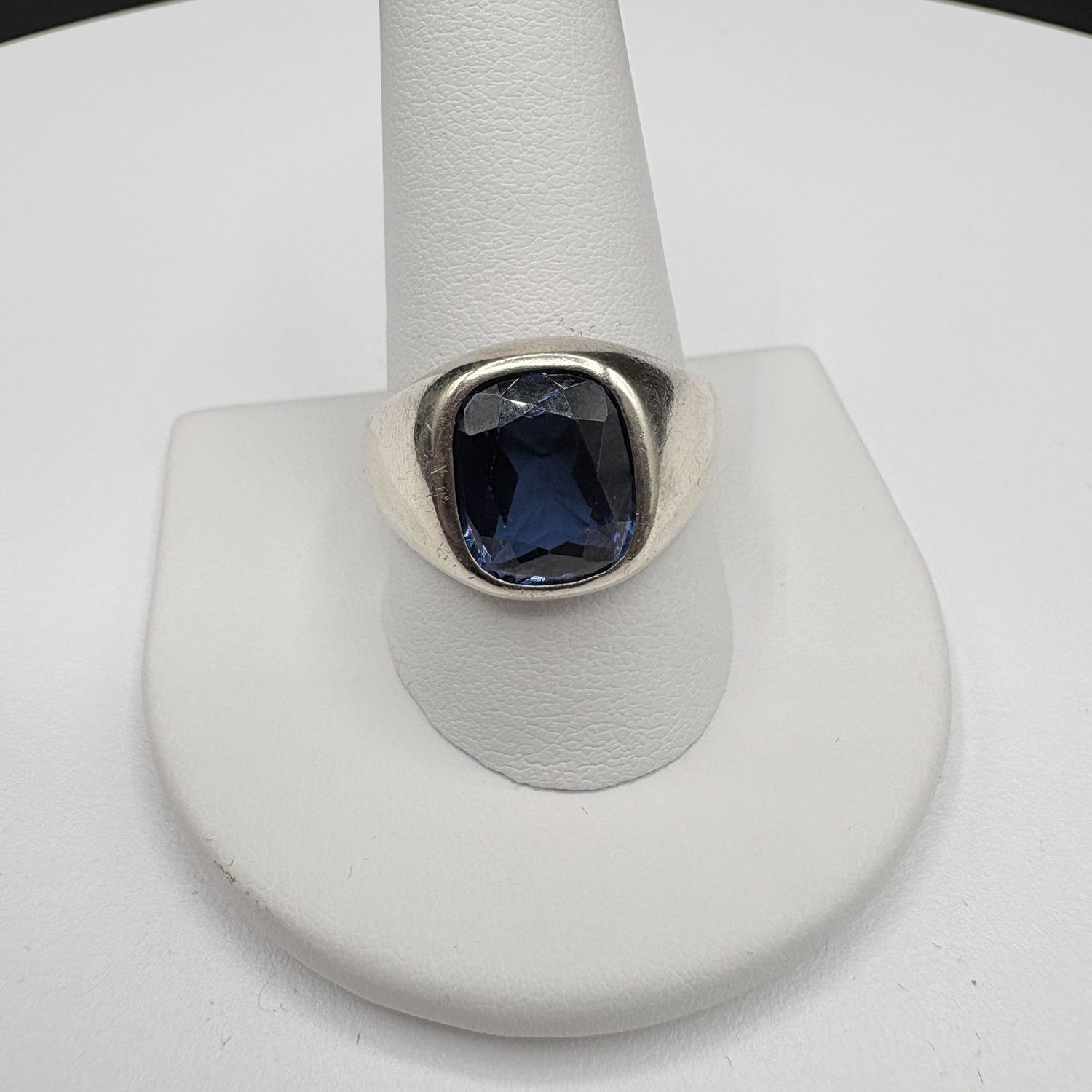 14K MEN'S BLUE STONE RING SIZE 11