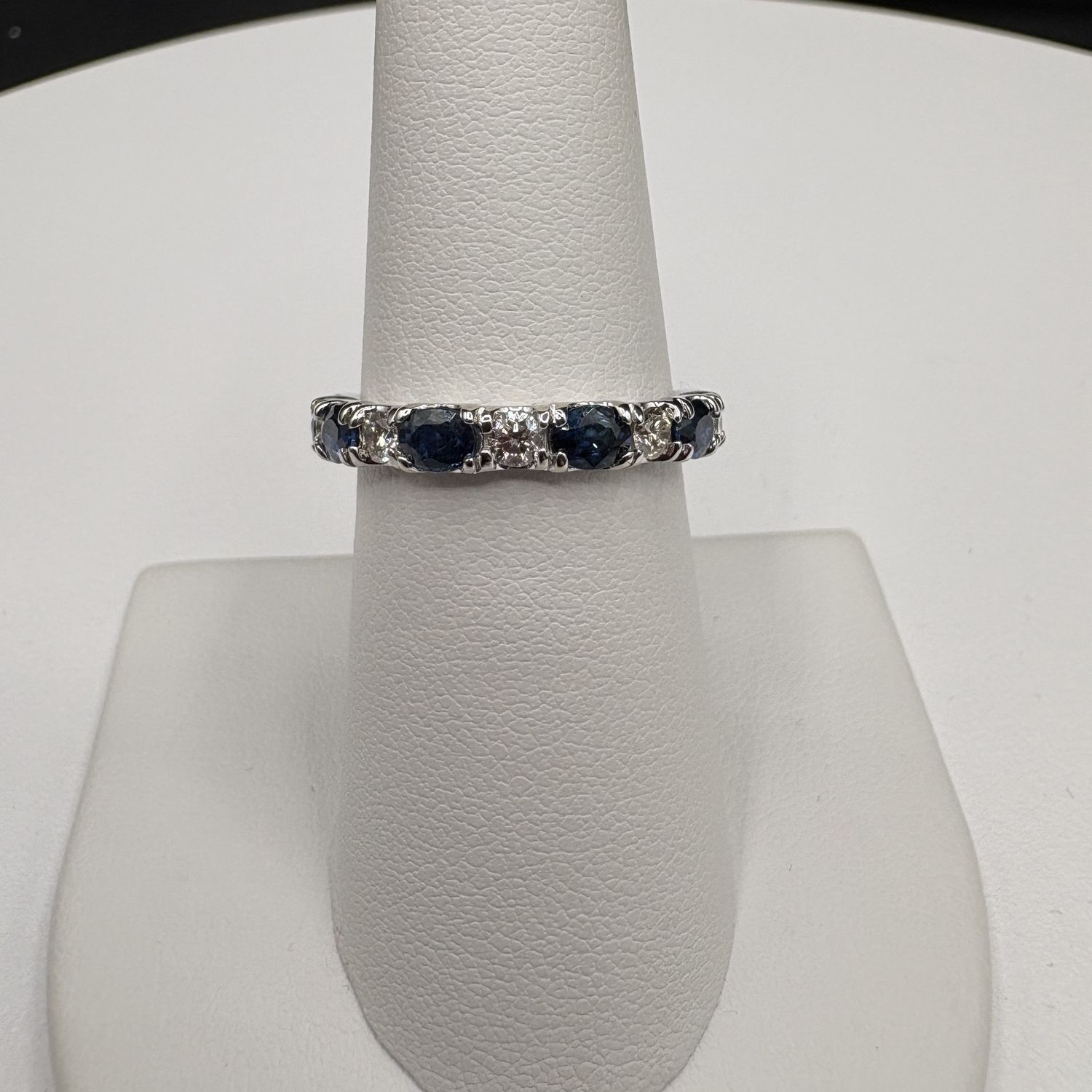 14K DIAMOND &amp; SAPPHIRE ETERNITY BAND SIZE 7