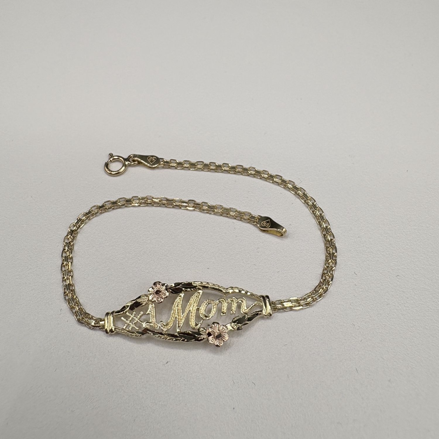 14K "#1 MOM" TWO TONED BRACELET 7"