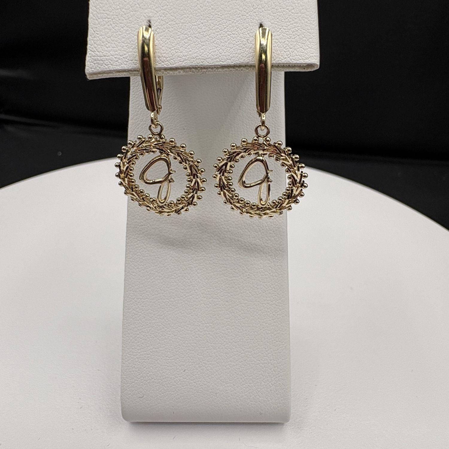 14K "J" DANGLE EARRING